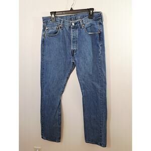 Levi's Men's Medium Wash 501 Button Fly Jeans Size 34X34 Mid-Rise Classic